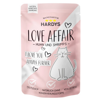 24x100g Hardys LOVE AFFAIR Csirke & garnélarák nedves macskatáp - Kisállat kiegészítők webáruház - állateledelek