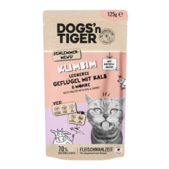 24x125g Dogs'n Tiger Cat Szárnyas & borjú nedves macskaeledel - Kisállat kiegészítők webáruház - állateledelek