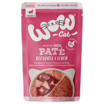 24x125g WOW Cat Junior baromfi és máj nedves macskaeledel - Kisállat kiegészítők webáruház - állateledelek