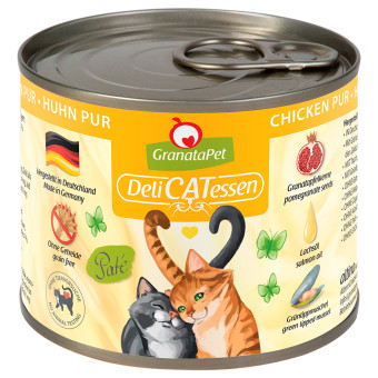24x200g Granatapet Delicatessen nedves macskatáp- Csirke Pur - Kisállat kiegészítők webáruház - állateledelek