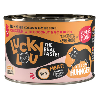 24x200g Lucky Lou SuperMono² csirke nedves macskatáp - Kisállat kiegészítők webáruház - állateledelek
