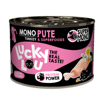 24x200g Lucky Lou SuperMono² pulyka nedves macskatáp - Kisállat kiegészítők webáruház - állateledelek