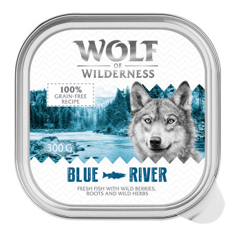 24x300g Wolf of Wilderness Adult nedves kutyatáp - Blue River - hal - Kisállat kiegészítők webáruház - állateledelek