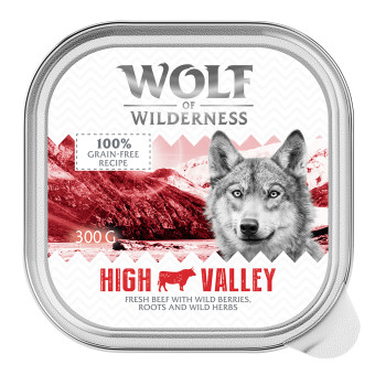 24x300g Wolf of Wilderness Adult nedves kutyatáp-High Valley - marha - Kisállat kiegészítők webáruház - állateledelek