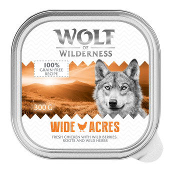 24x300g Wolf of Wilderness Adult nedves kutyatáp - Wide Acres - csirke - Kisállat kiegészítők webáruház - állateledelek