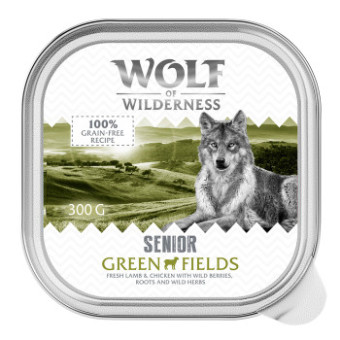 24x300g Wolf of Wilderness Senior Green Fields bárány és csirke nedves kutyatáp - Kisállat kiegészítők webáruház - állateledelek
