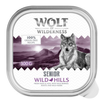 24x300g Wolf of Wilderness Senior Wild Hills Kacsa és Borjúhús nedves kutyaeledel - Kisállat kiegészítők webáruház - állateledelek