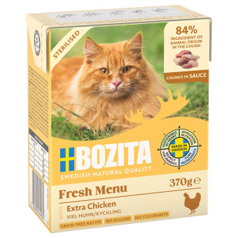 24x370g Bozita falatok Sterilised csirke szószban nedves macskatáp - Kisállat kiegészítők webáruház - állateledelek