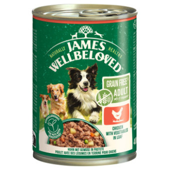 12x400g Adult Dog Grain Free Hypoallergenic James Wellbeloved csirke csirke pástétom nedves kutyatáp - Kisállat kiegészítők webáruház - állateledelek