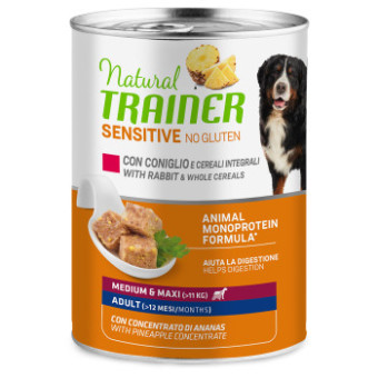 24x400g Natural Trainer Sensitive No Gluten Medium & Maxi Adult nedves kutyatáp - Nyúl - Kisállat kiegészítők webáruház - állateledelek
