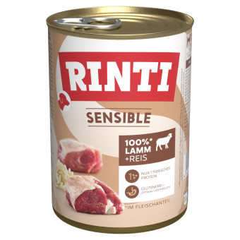 24x400g RINTI Sensible Bárány & rizs nedves kutyatáp - Kisállat kiegészítők webáruház - állateledelek