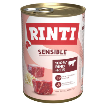 24x400g RINTI Sensible Marha & rizs nedves kutyatáp - Kisállat kiegészítők webáruház - állateledelek