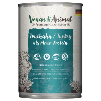 24x400g Venandi Animal Monoprotein Pulyka nedves macskaeledel - Kisállat kiegészítők webáruház - állateledelek