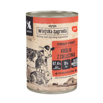 12x400g Wiejska Zagroda Cat Kitten nyúl borjúhússal nedves m