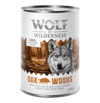 24x400g Wolf of Wilderness Oak Woods kutyatáp gazdaságos csomag Vaddisznó - Kisállat kiegészítők webáruház - állateledelek