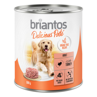 24x800g Briantos Delicious Paté Pulyka nedves kutyatáp - Kisállat kiegészítők webáruház - állateledelek