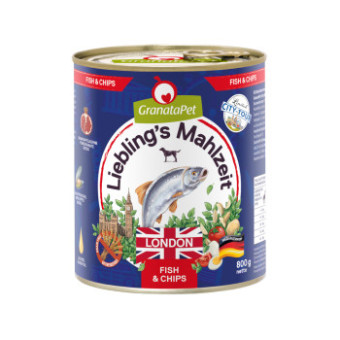 24x800g Granatapet Liebling's Mahlzeit City Tour London  (Fish & Chips) nedves kutyatáp - Kisállat kiegészítők webáruház - állateledelek