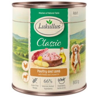 24x800g Lukullus Naturkost Adult szárnyas & bárány (gabonamentes) nedves kutyatáp - Kisállat kiegészítők webáruház - állateledelek