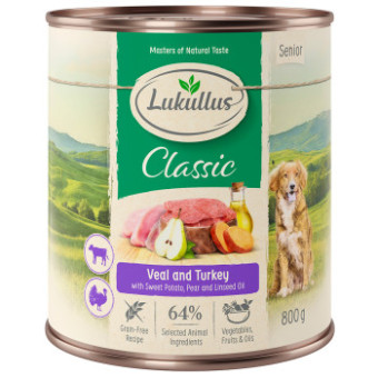 24x800g Lukullus Naturkost Senior nedves kutyatáp - Kisállat kiegészítők webáruház - állateledelek
