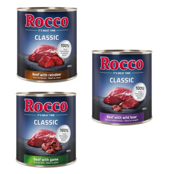 24x800g Rocco Classic nedves kutyatáp- Vad-mix: marha/vad