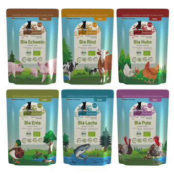 24x85g catz finefood bio Mix (6 változattal) nedves macskaeledel - Kisállat kiegészítők webáruház - állateledelek