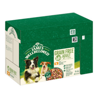 48x90g James Wellbeloved Adult Dog Hypoallergenic pulyka zöldséggel szószban nedves kutyatáp - Kisállat kiegészítők webáruház - állateledelek