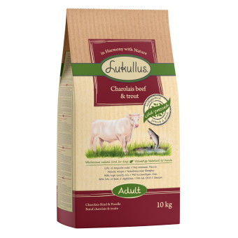 10kg Lukullus charolais marha & pisztráng hidegen sajtolt száraz kutyatáp - Kisállat kiegészítők webáruház - állateledelek
