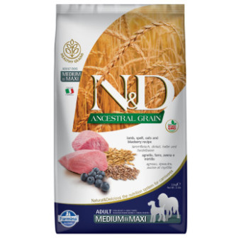 12kg Farmina N&D Ancestral Grain Adult Medium & Maxi bárány & áfonya száraz kutyatáp - Kisállat kiegészítők webáruház - állateledelek