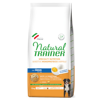 12kg Natural Trainer Sensitive Adult Medium & Maxi tojás száraz kutyatáp - Kisállat kiegészítők webáruház - állateledelek