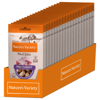 2x20x20g Nature's Variety Fagyasztva szárított húsfalatok pulyka kutyasnack 10% kedvezménnyel - Kisállat kiegészítők webáruház - állateledelek