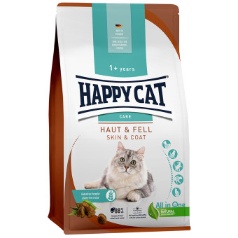 2x4kg Happy Cat Care bőr & szőrzet száraz macskatáp - Kisállat kiegészítők webáruház - állateledelek