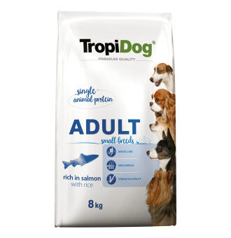 2x8kg Tropidog Premium Adult Small lazac száraz kutyatáp - Kisállat kiegészítők webáruház - állateledelek