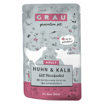 32x125g GRAU Adult Csirke & borjú gabonamentes nedves macskatáp - Kisállat kiegészítők webáruház - állateledelek