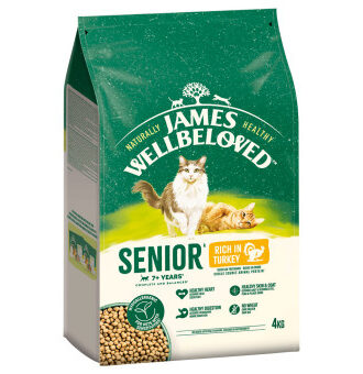 3x4kg James Wellbeloved Senior Cat Hypoallergenic pulyka & rizs száraz macskatáp - Kisállat kiegészítők webáruház - állateledelek