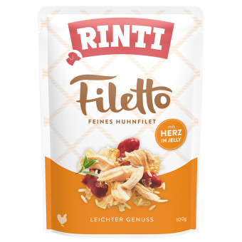 48x100 RINTI Filetto Pouch in Jelly nedves kutyaeledel - Csirke szívvel - Kisállat kiegészítők webáruház - állateledelek