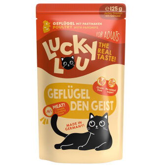 48x125g Lucky Lou Adult Szárnyas nedves macskatáp - Kisállat kiegészítők webáruház - állateledelek