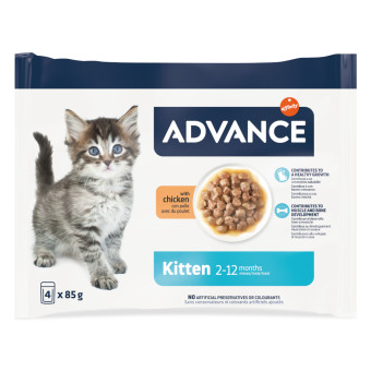 52x85g Advance Kitten csirke nedves macskatáp - Kisállat kiegészítők webáruház - állateledelek