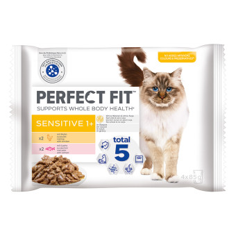 52x85g Perfect Fit Sensitive nedves macskatáp vegyesen - Kisállat kiegészítők webáruház - állateledelek