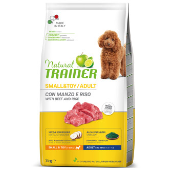 2x7kg Natural Trainer Adult Small & Toy marha & rizs száraz kutyatáp - Kisállat kiegészítők webáruház - állateledelek