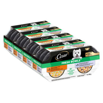 24x85g Cesar Fresh Bowls csirke & kacsa szószban nedves kutyatáp - Kisállat kiegészítők webáruház - állateledelek