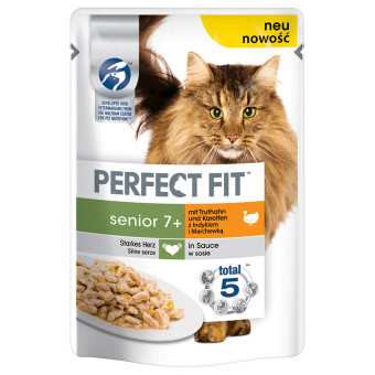 96x85g Perfect Fit Senior pulyka & sárgarépa tasakos nedves macskatáp - Kisállat kiegészítők webáruház - állateledelek