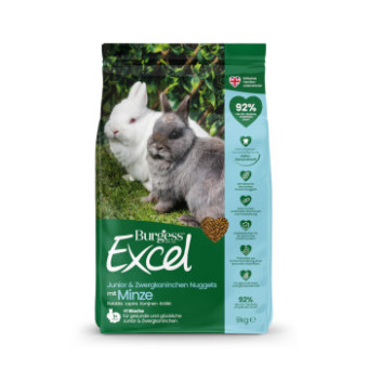 9kg Burgess Excel Nuggets mentával étrend-kiegészítő eledel Junior & törpenyulaknak - Kisállat kiegészítők webáruház - állateledelek