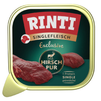 Gazdaságos csomagban: 20x150g RINTI Single Meat Exclusive Deer kutyatáp nedves kutyatáp - Kisállat kiegészítők webáruház - állateledelek