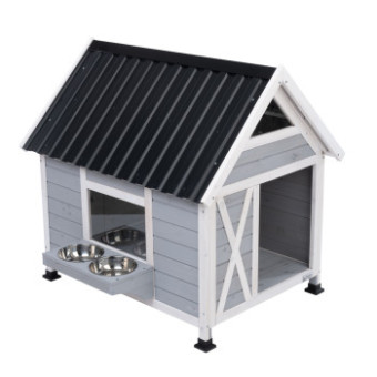 Modern Living Belmont kültéri kutyaház tálakkal kb. H 101 x Sz 92 x M 95