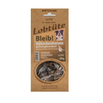 Petman Lobtüte Bleib! szárított csirkeszív (10x80g) kutya