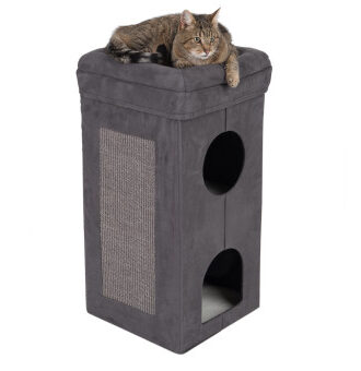 Soft’n Scratchy összehajtható kaparóhordó - sötétszürke/fehér - Kisállat kiegészítők webáruház - állateledelek