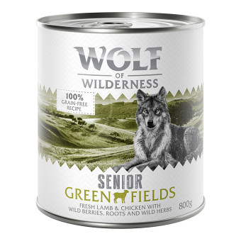Wolf of Wilderness Senior - Duo-Protein gazdaságos csomag 24 x 800 g  - Green Fields - bárány - Kisállat kiegészítők webáruház - állateledelek
