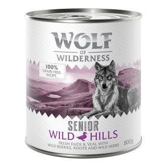 Wolf of Wilderness Senior - Duo-Protein gazdaságos csomag 24 x 800 g  - Wild Hills - kacsa - Kisállat kiegészítők webáruház - állateledelek