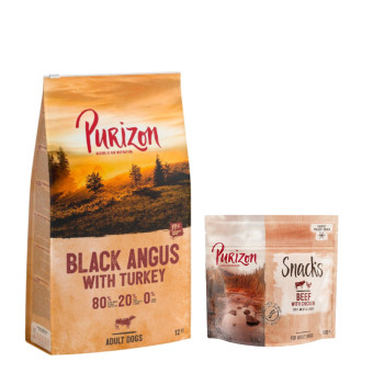 12kg Purizon száraz kutyatáp + Purizon Snack ingyen! - Adult Black-Angus-marha & pulyka - Kisállat kiegészítők webáruház - állateledelek