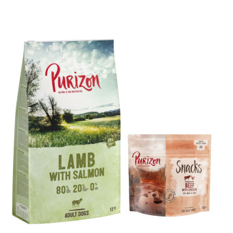 12kg Purizon száraz kutyatáp + Purizon Snack ingyen! - Adult bárány & lazac - gabonamentes - Kisállat kiegészítők webáruház - állateledelek